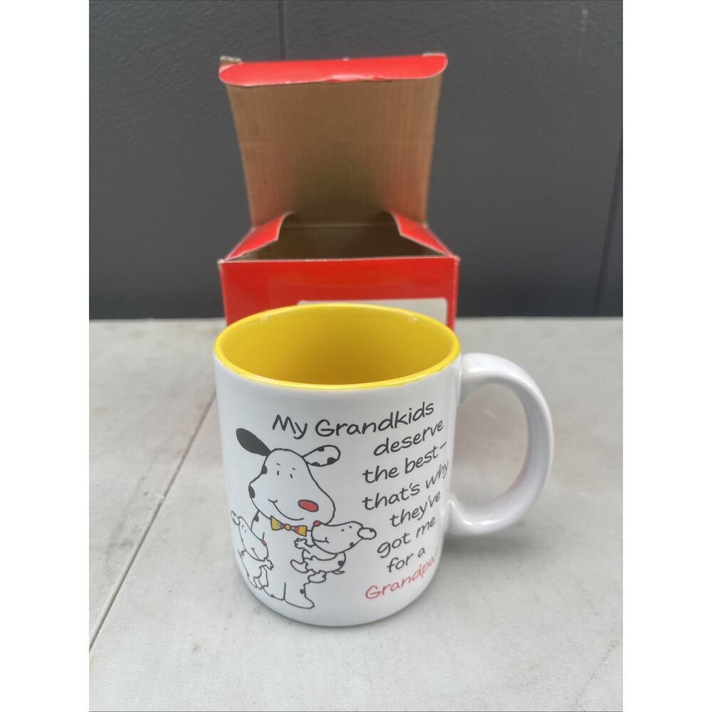 Vintage Carlton Cards Grandkids & Grandpa Dogs Stoneware Tea Coffee Mug